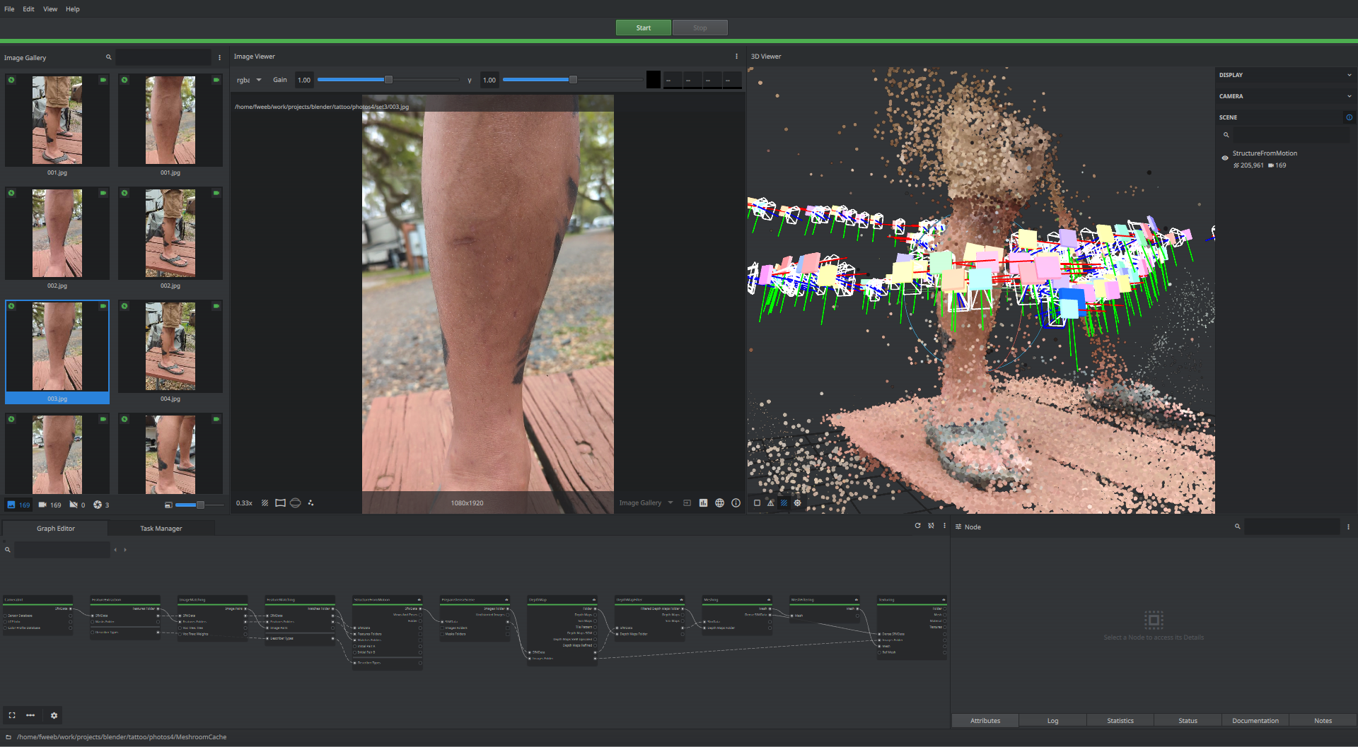 Photoscanning my leg in Meshroom